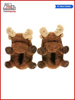 🎅 Fuzzy Critter Slippers Faux Fur Nonslip Machine Washable